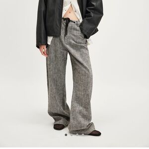 Gray Wide-Leg Drawstring Pants — Modern Relaxed Fit